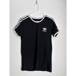 Adidas Originals 3-Stripes Ringer Tee Black White Trefoil Logo Shirt Womens